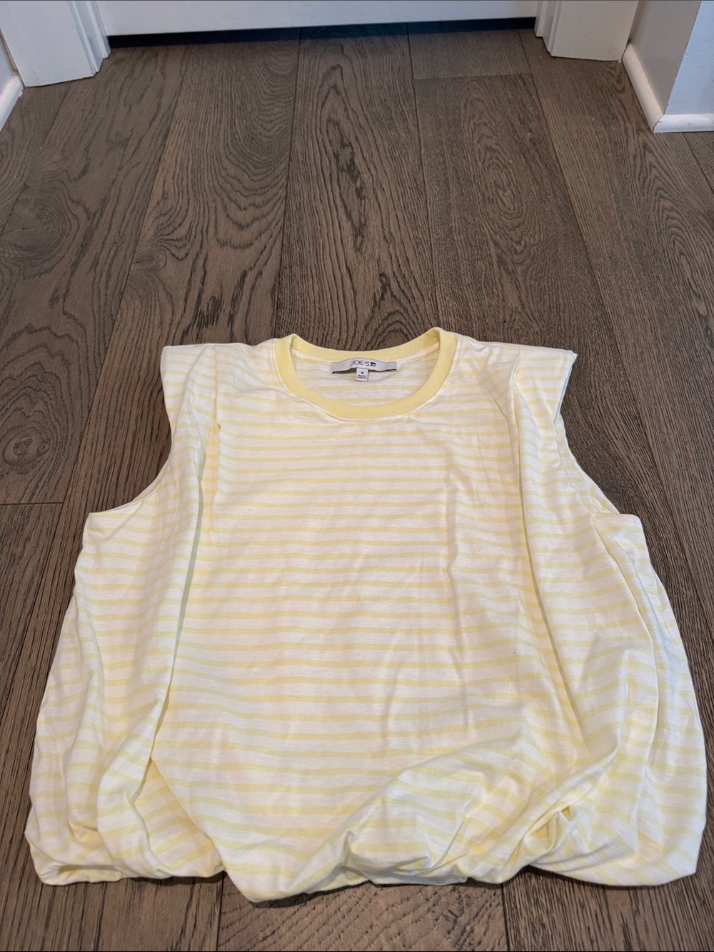 Yellow & White Striped Sleeveless Top